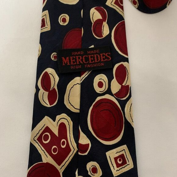 Men's MERCEDES HIGH FASHION hand made black and red tie.100% polyester - Picture 3 of 7